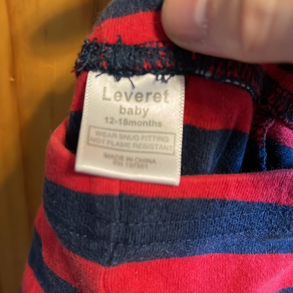 Boys red/blue stripe pajama set size 12-18 months by Leveret - Picture 7 of 8